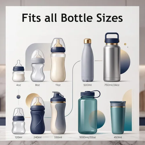 Vista 6 de Juego de cepillos de silicona 3 en 1 para botellas de bebé, limpiador multiusos de botellas, cepillo para botellas con soporte de almacenamiento