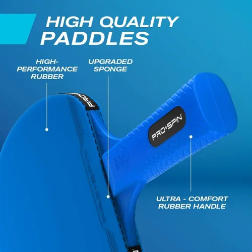 Vista 5 de PRO-SPIN Portable Ping Pong Set with Retractable Ping Pong Net for Any Table, All-in-One Table Tennis Set with Ping Pong Paddles, Balls & Case