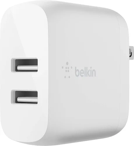 Vista 5 de Belkin Cargador de pared USB de doble puerto de 24 W - Cable Lightning incluido - Cargador para iPhone de carga rápida - Bloque de cargador USB