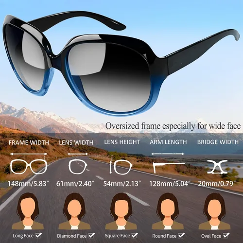 Vista 57 de Joopin Lentes de sol de gran tamaño para mujer, polarizados, grandes, para conducción, protección UV, grandes sombras