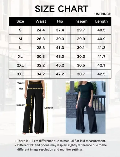 Vista 5 de JZC Pantalones de descanso estilo palazzo para mujer, elásticos, de pierna ancha, informales, cómodos, de tiro alto, holgados, tallas S - 3XL