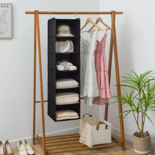 Vista 4 de GRANNY SAYS Organizador Colgante de 6 Estantes para Closet, Separable en 2 Paquetes de 3 Estantes Colgantes, Organizador Colgante para Dormitorio, 6