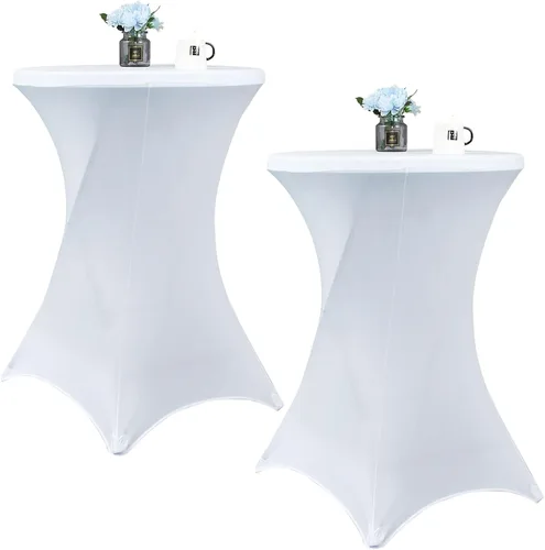 Vista 13 de Paquete de 2 manteles de cóctel de elastano de 24 x 43 pulgadas, redondos, ajustables, para bodas, banquetes, eventos, fiestas