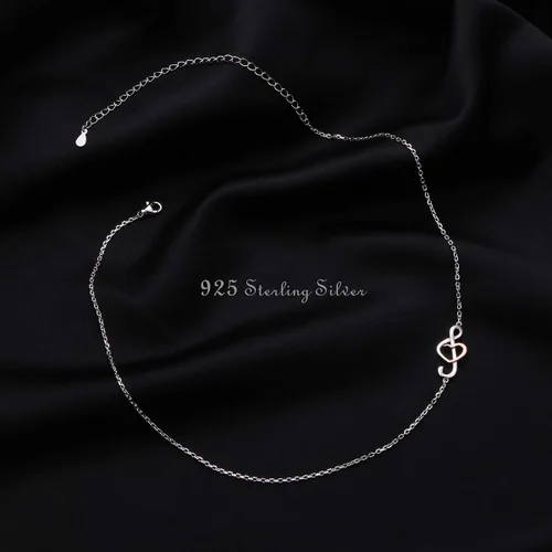 Vista 5 de (Dije para collar de nota musical) De plata de ley 925 para mujeres y niñas, 18.0 in