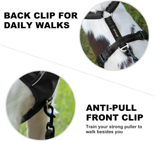 Vista 3 de Plutus Pet Arnés sin tirones para perro, arnés reflectante ajustable con asa, a prueba de escapes, acolchado suave para perros pequeños, medianos