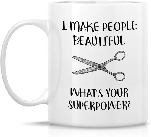 Vista 2 de Retreez Taza divertida – Taza de café de cerámica de 11 onzas con texto en inglés "I Make People Beautiful Hairstylist Hairdresser" de 11 onzas
