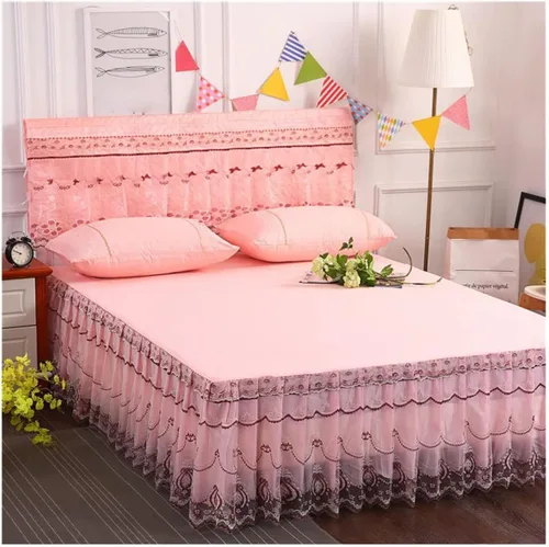 Vista 9 de OTBK Falda de cama individual blanca con volantes y borlas, estilo bohemio, falda de cama con encaje, volantes, floral, Shabby Chic juegos de ropa