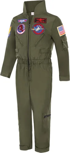 Vista 2 de Nuehoryu Disfraz de piloto para niños, traje de vuelo para Halloween, cosplay