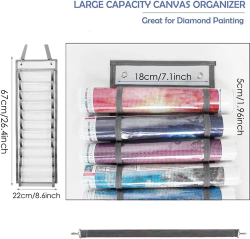 Vista 5 de Organizador de rollos de vinilo con 12 compartimentos para colgar - Montaje en pared