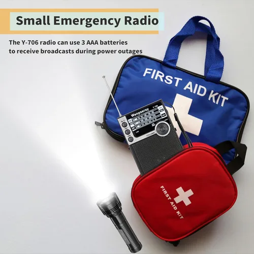 Vista 7 de Y-706 Radio de bolsillo portátil AM FM SW Banda Receptor Transistor con batería con buen sonido fuerte Soporte de altavoz pequeño USB/TF Card Play