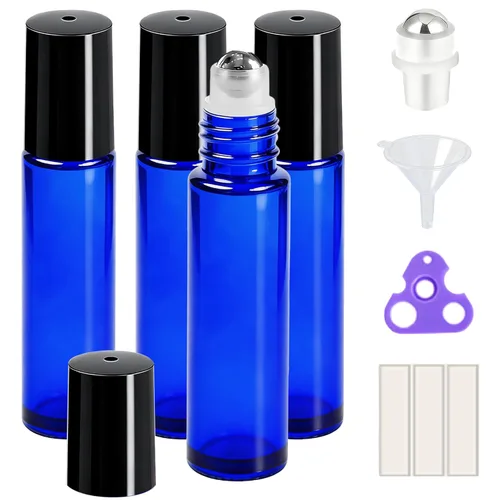 Vista 36 de PrettyCare 6 piezas, botellas roll-on de 10 ml para aceites esenciales con bola de rodillo de acero inoxidable - Botellas rellenables a prueba