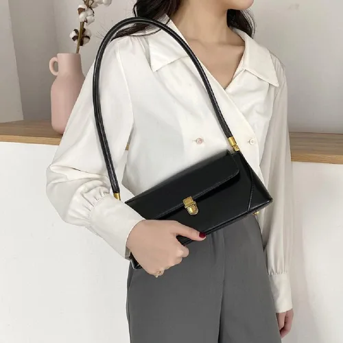 Vista 3 de Pequeño bolso de hombro de embrague para las mujeres mini bolso de mano de cuero con cierre de hebilla