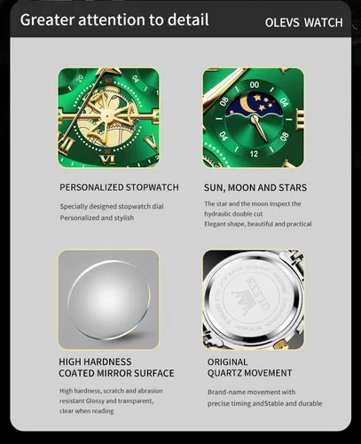 Vista 3 de OLEVS Relojes impermeables para hombre, de acero inoxidable, con cronógrafo, de lujo, color blanco, luminoso, de gran cara, analógico, de cuarzo