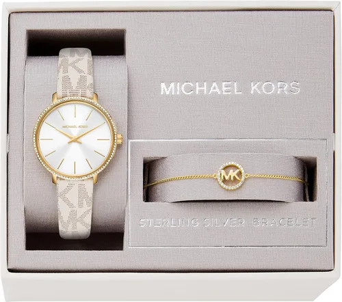 Vista 5 de Michael Kors Mini reloj Pyper de dos manos de acero inoxidable para mujer, Vainilla, Reloj de cuarzo