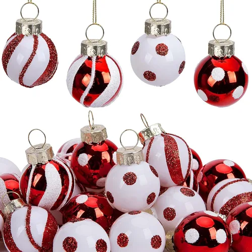 Vista 7 de 24 mini adornos de bolas de cristal de Navidad, mini bolas colgantes de Estilo B