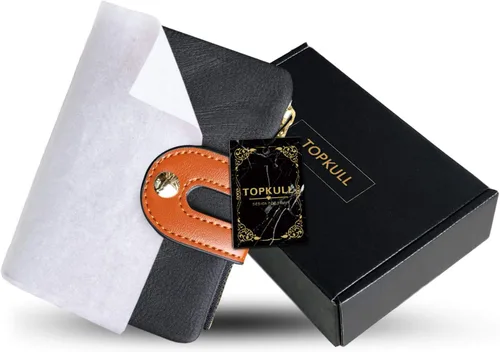 Vista 7 de TOPKULL Carteras para mujer, carteras de cuero plegables pequeñas para mujer, mini RFID, billeteras delgadas con cremallera, carteras compactas