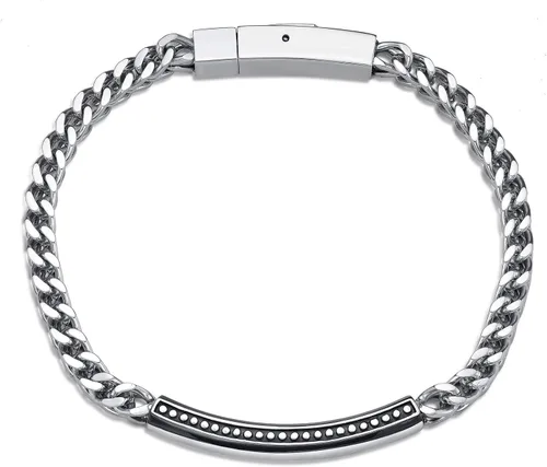 Vista 2 de Metro Jewelry Pulsera gruesa de acero inoxidable para hombre con chapado en iones negro, 8.5 pulgadas de largo y 0.236 in de ancho con cierre a