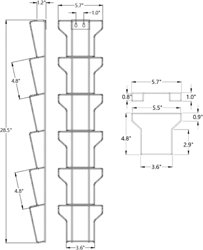 Vista 5 de FixtureDisplays® Soporte de pared 5X7 pulgadas Bolsillo Vertical Retrato Ancho Tarjeta de Felicitación Postal Pantalla Alambre Rack Negro 11716-NF