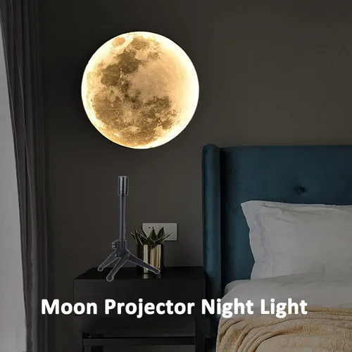 Vista 13 de Proyector de Luz Nocturna de Luna Sin Decoloración, Lámpara de Luna con Alimentación USB, Proyector de Luz Nocturna de Ambiente Romántico