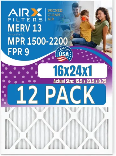 Vista 12 de Filtro de aire MERV 13 de 12 x 12 x 1 pulgadas, paquete de 12 filtros de horno comparables a MPR 1500-2200 y FPR 9. Fabricado en Estados Unidos por