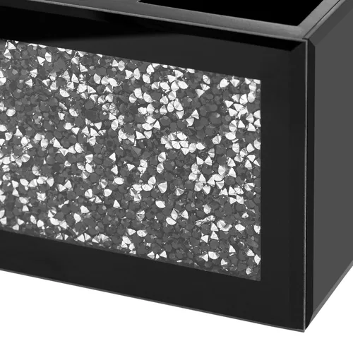 Vista 8 de SHYFOY Organizador Portacepillos de Maquillaje Negro, Organizador de Almacenamiento de Cepillos de Cosméticos de 3 Ranuras de Vidrio con Diamante