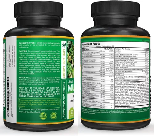 Vista 5 de Potent Garden Multivitamínico para hombres y mujeres – 42 frutas y verduras, probióticos y enzimas, suplemento alimenticio integral diario