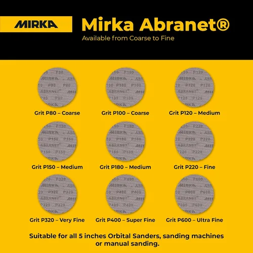 Vista 3 de Mirka Abranet - Disco de red de 5 pulgadas, grano 80, discos de lija con gancho y bucle, 50 unidades, 9A-232-080 Gancho y bucle, 50 piezas