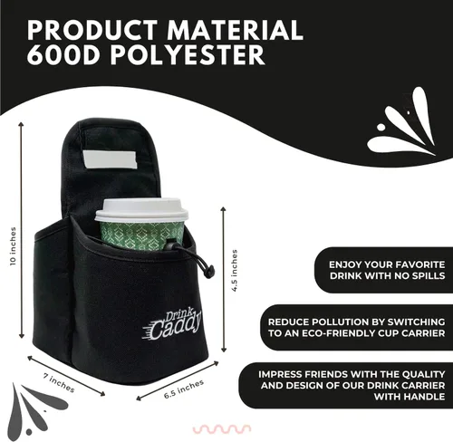 Vista 3 de Organizador de bebidas portátil para bebidas y portavasos de café reutilizable, bolsa plegable de 2 tazas con bolsillos organizadores, asegura