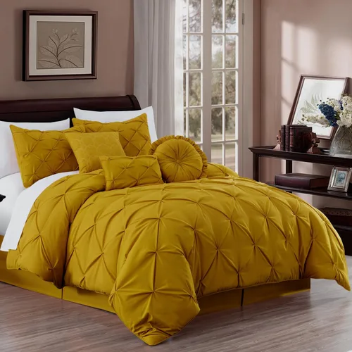 Vista 17 de Chezmoi Collection - Juego de ropa de cama modelo Sydney, 7 piezas, con pliegues decorativos