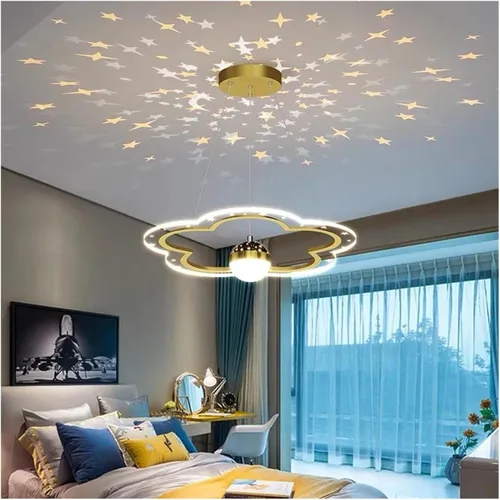 Vista 4 de Lsland Lights, Modern LED Chandelier for Kid's Bedroom Study Hall Cloud Flower Shape Indoor Lighting Lamp Luster Fixtures Starry Decor