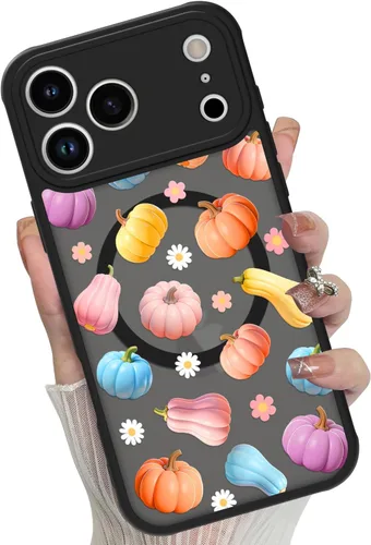 Vista 44 de Funda magnética para iPhone 17 Pro [compatible con MagSafe], bonita funda de moda con estampado de leopardo negro, translúcida, mate, parte trasera