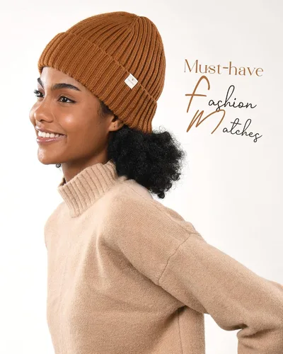 Vista 3 de YANIBEST Sombreros de invierno para mujer, gorro con forro de satén para clima frío, gorro para mujeres y hombres, sombreros de punto cálidos