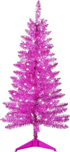 Vista 13 de Liguanow Árbol de Navidad artificial de 4 pies completamente negro con luces separadas, no preiluminado, mini árbol de Navidad de oropel negro, 50