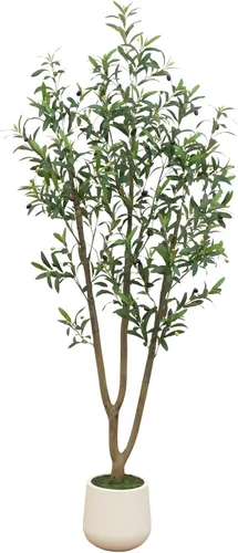 Vista 11 de Nearly Natural 4 ft Artificial Olive Tree in White Decorative Planter