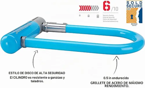 Vista 2 de Kryptonite Kryptolok Mini-7 - Cerradura en U para bicicleta, resistente antirrobo, grillete de 0.47 pulgadas con soporte de montaje y llaves