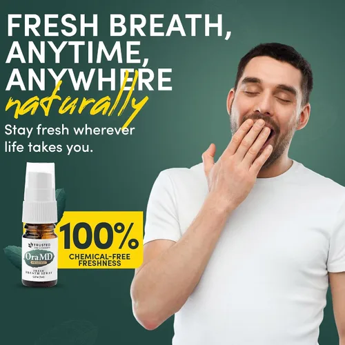 Vista 6 de OraMD Spray bucal seco extra fuerte, spray de aliento fresco menta, tratamiento para el mal aliento para adultos, de larga duración, natural, sin