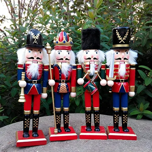 Vista 4 de Adorno de cascanueces de madera O-Toys, decoración navideña, figuras, juguetes de marionetas, regalos de navidad, decoración del hogar