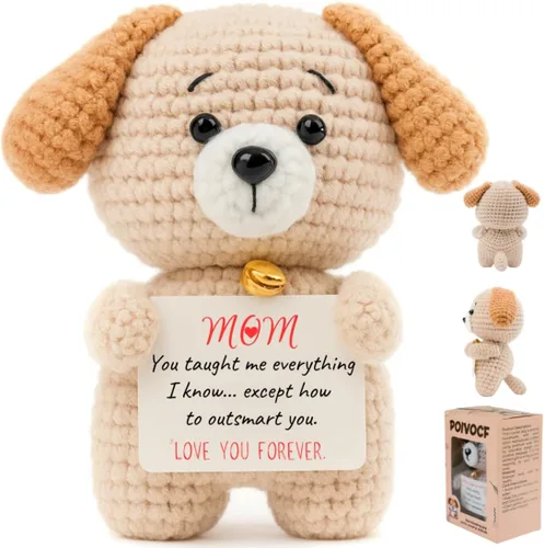 Vista 8 de POIVOCF Cachorro de Crochet con Corazón de Peluche, Lindo Regalo de Amor y Amistad para Novia, Esposa, Mejor Amiga o Hermana, Pequeño Regalo
