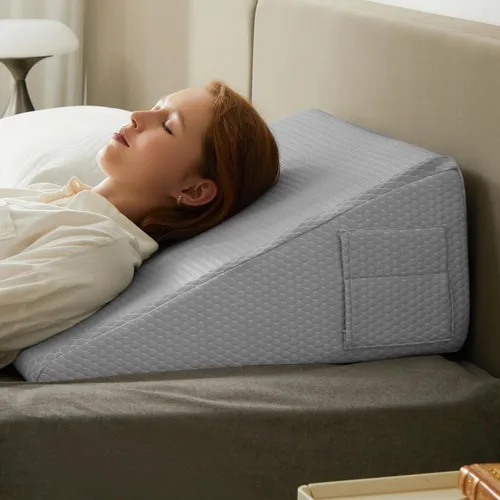 Vista 9 de Bedluxe - Almohada en forma de cuña, almohada de cuña de cama de 8 pulgadas, almohada elevada para el cuerpo para el apoyo de la espalda, reflujo