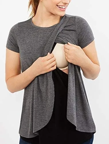 Vista 2 de Maternidad Plus tamaño Lift Up Relaxed Fit Tee de lactancia