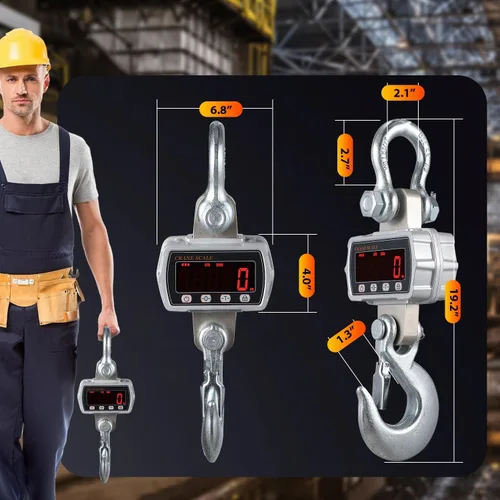 Vista 7 de CGOLDENWALL Báscula de grúa digital de 11000 libras, báscula colgante industrial, báscula de elevación de mano, conmutable, 11,023.1 lbs, báscula