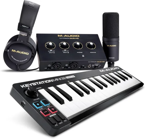 Vista 9 de M-AUDIO Keystation Mini 32 MK3 MIDI Controller Bundle con auriculares para grabación de estudio, producción de música, podcasting, transmisión