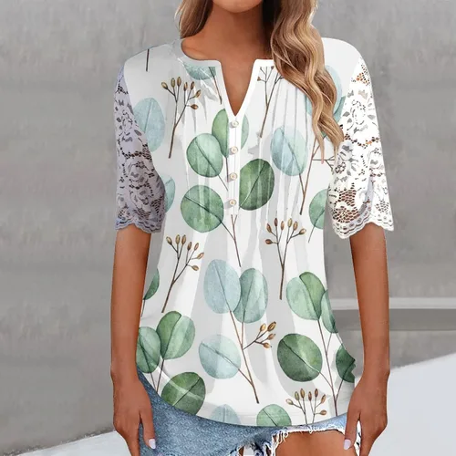 Vista 2 de Ladies Blouses and Tops Dressy,Women's Casual Short Sleeve Crewneck Loose Tops Blouses Shirt Ladies Tops and Blouses