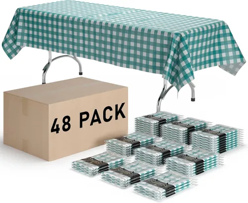 Vista 21 de Exquisite Cubierta de Mesa para Picnic - Paquete de 6 Manteles Premium Rectangulares de Plástico - Cubierta de Mesa para BBQ a Cuadros Negro