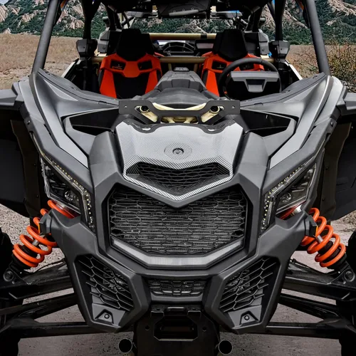 Vista 7 de SAUTVS Capó turbo con patrón de fibra de carbono para Can Am X3, diseño frontal de fibra de carbono Turbo Hood Scoop para Can-Am Maverick X3 XDS XRS