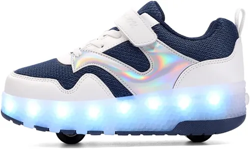 Vista 3 de HHSTS Zapatos para niños Nuevos zapatos mejorados con ruedas de color de luz LED, patines brillantes, zapatos de patinaje, regalos simples