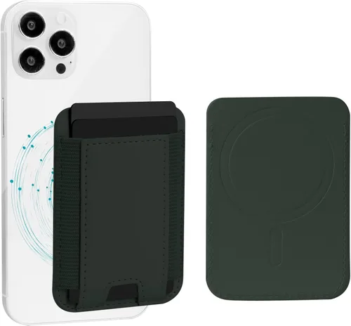 Vista 8 de Cartera magnética elástica para iPhone de cuero magnético con soporte ajustable [capacidad para 9 tarjetas] teléfono para Apple 12 13 14 15 negro 1