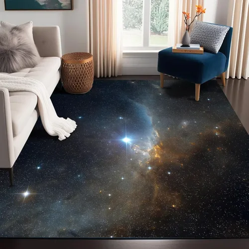 Vista 19 de Alfombra de galaxia de 2 x 3 pies, alfombra espacial para niños y niñas, dormitorio, sala de estar, océano, transbordador, barco, alfombra de noche