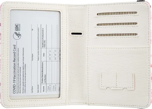 Vista 7 de Soporte para pasaporte para mujer, cartera de viaje con bloqueo RFID, funda de cuero para tarjetas de viaje, organizador de documentos de crédito