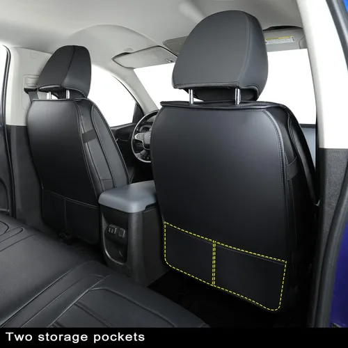 Vista 3 de LUCKYMAN CLUB Fundas de asiento Chevy Colorado para camión de trabajo Crew Cab Z71 LT ZR2 2015-2022 con piel sintética (negro)